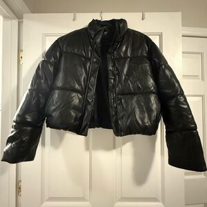GAP Shiny Black Teen Puffer Jacket